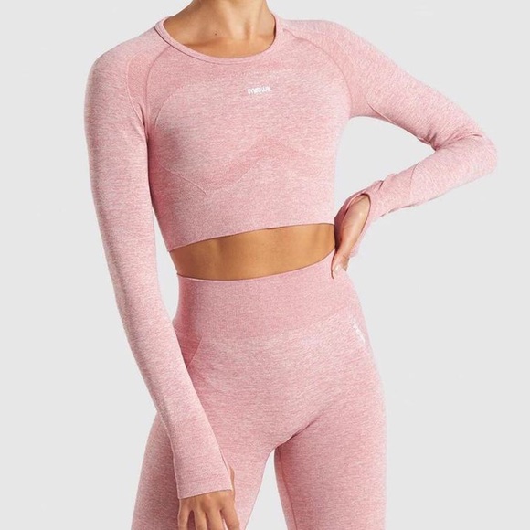 Gymshark Flex long sleeve crop top in pink white - Picture 2 of 4